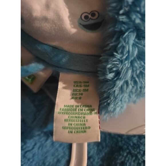 Sesame Street Cookie Monster footie costume pajama Baby 6-9 M cookie lovey toy - Picture 6 of 8